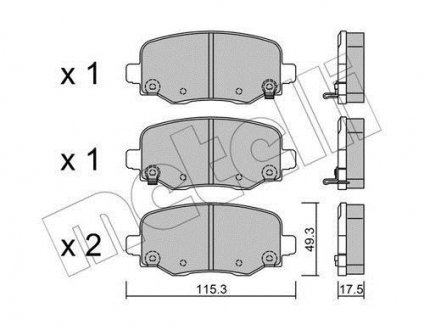 2210021 Колодки тормозные (задние) Fiat 500/Jeep Compass/Renegade 14- METELLI підбір по vin на Brocar