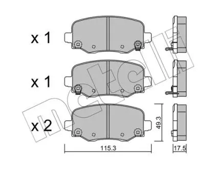 2210021 Колодки тормозные (задние) Fiat 500/Jeep Compass/Renegade 14- METELLI подбор по vin на Brocar