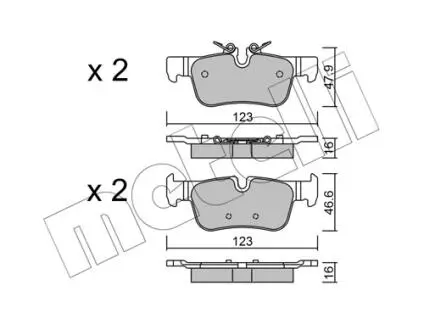 2210380 Колодки гальмівні (задні) BMW 1 (F52/F40)/X2 (F39) 17-/2 (F44-F46)/i3 (I01) 13-/X1 (F48)/Mini 14- METELLI підбір по vin на Brocar