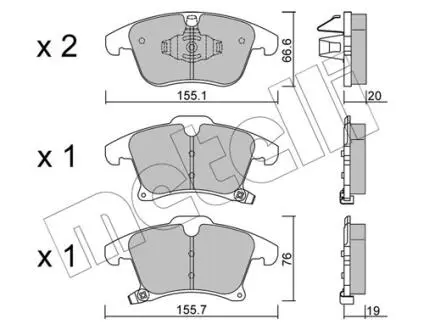 2210390 Колодки гальмівні (передні) Ford Galaxy III/S-Max/Mondeo V/Fusion 13- METELLI підбір по vin на Brocar