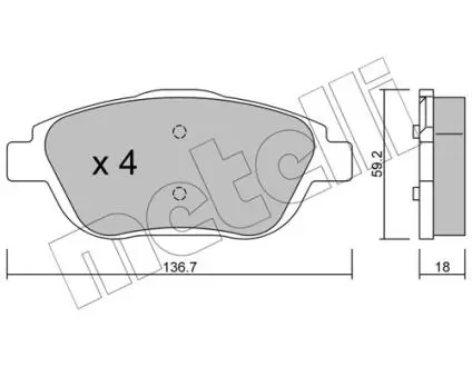 2208520 Колодки гальмівні (передні) Citroen С3/DS3 09-/C4 Cactus/Peugeot 2008 13- METELLI підбір по vin на Brocar