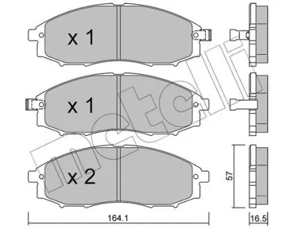 2206110 Колодки гальмівні (передні) Nissan Navara/Pick Up 2.4i/2.5 TD 98- (Akebono) METELLI підбір по vin на Brocar