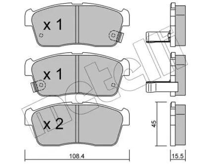 2204150 Колодки гальмівні (передні) Chevrolet Cruze 00-08/Subaru Justy 07-/Suzuki Ignis 00-/Nissan Pixo 09- METELLI підбір по vin на Brocar