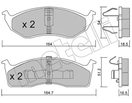 2203560 Колодки гальмівні (передні) Chrysler Neon 94-06/Voyager/Grand Voyager III/Dodge Caravan 95-01 METELLI підбір по vin на Brocar