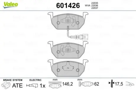 601426 Гальмівні колодки (набір) VALEO підбір по vin на Brocar