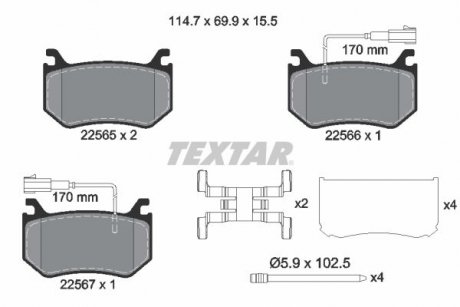 2256501 KLOCKI HAMULCOWE TYL TEXTAR підбір по vin на Brocar