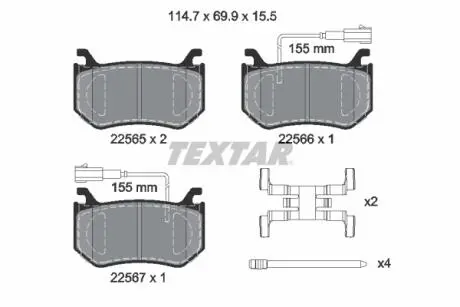 2256501 KLOCKI HAMULCOWE TYL TEXTAR підбір по vin на Brocar