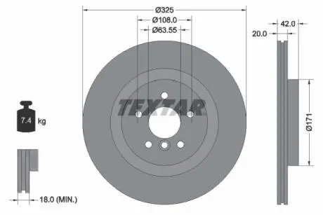92318105 TARCZA HAMULCOWA TYL TEXTAR підбір по vin на Brocar
