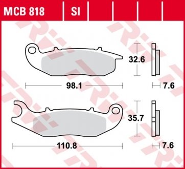 MCB818SI Тормозные колодки передние/, задние, przeznaczenie: offroad, materia_: sinter-SI, 32,6x98,2x7,6mm TRW подбор по vin на Brocar