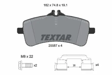 2558701 Комплект гальмівних колодок, дискове гальмо TEXTAR підбір по vin на Brocar
