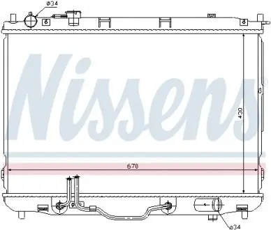 66634 Радиатор, охлаждение двигателя NISSENS підбір по vin на Brocar