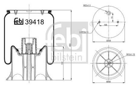 39418 Кожух пневматичної ресори FEBI BILSTEIN підбір по vin на Brocar