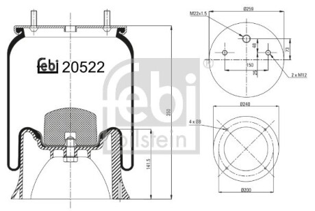 20522 Кожух пневматичної ресори FEBI BILSTEIN підбір по vin на Brocar