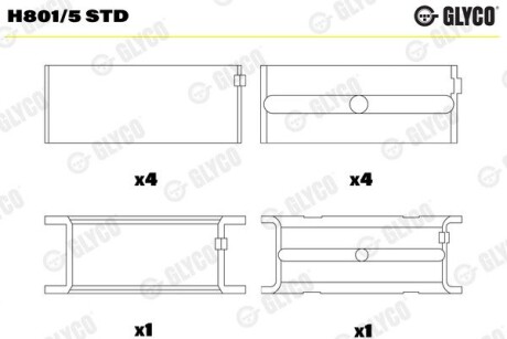 H8015STD Подшипник коленвала GLYCO подбор по vin на Brocar