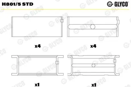 H8015STD Підшипник коленвала GLYCO підбір по vin на Brocar