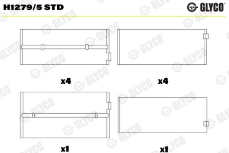 H12795STD Подшипник коленвала GLYCO подбор по vin на Brocar