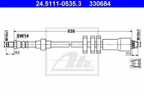 24511105353 Гальмівний шланг ATE підбір по vin на Brocar