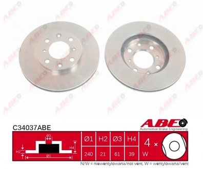 C34037ABE Тормозной диск ABE підбір по vin на Brocar