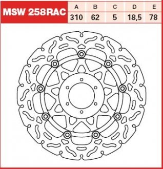 MSW258RAC Тормозной диск TRW підбір по vin на Brocar