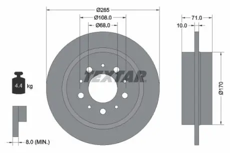 92097800 Гальмівний диск TEXTAR підбір по vin на Brocar