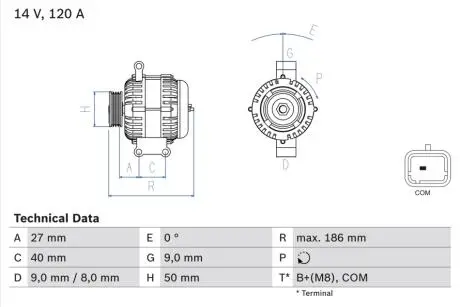 0986082570 Генератор BOSCH підбір по vin на Brocar