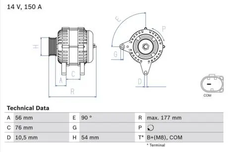 0986080580 Генератор BOSCH підбір по vin на Brocar