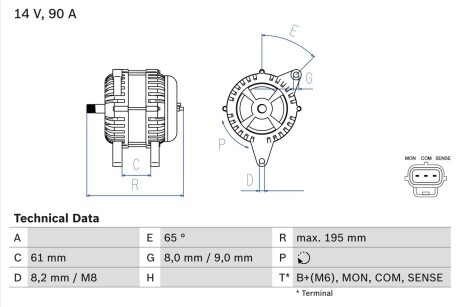 0986044651 Генератор BOSCH підбір по vin на Brocar