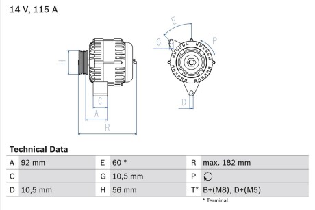 0986041120 Генератор BOSCH підбір по vin на Brocar