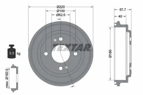 94047000 Гальмівний барабан TEXTAR підбір по vin на Brocar