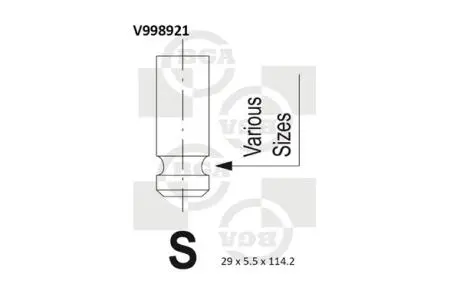 V998921 Клапан двигателя BGA подбор по vin на Brocar