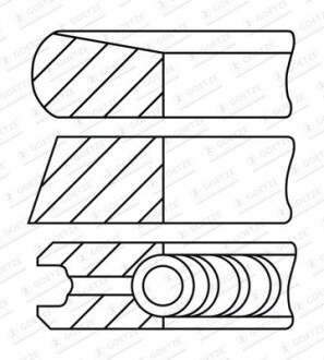 0845060000 Кольца поршневые Fiat Ducato 2.3D 06- (88.00mm/STD) (2.5-2-2.5) GOETZE підбір по vin на Brocar