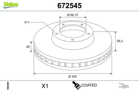 672545 Диск гальмівний MALOWANA VOLKSWAGEN SHARAN VALEO підбір по vin на Brocar