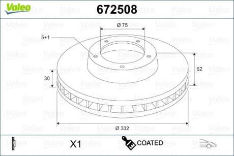 672508 Диск тормозной MALOWANA BMW X5 VALEO подбор по vin на Brocar