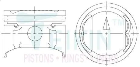 43187050 Поршні ремонт (+0.50мм) (к-кт на двигун) Mitsubishi G15B Hyundai Pony TEIKIN підбір по vin на Brocar