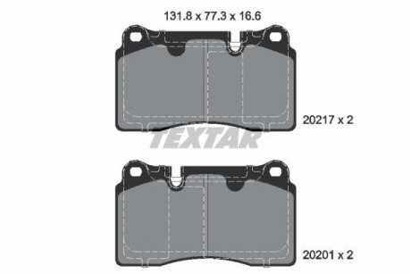 2021703 Комплект гальмівних колодок, дискове гальмо TEXTAR підбір по vin на Brocar