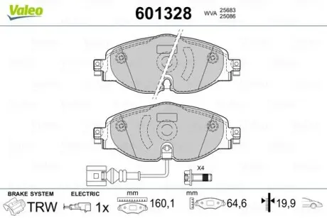 601328 Дисковые тормозные колодки VALEO подбор по vin на Brocar