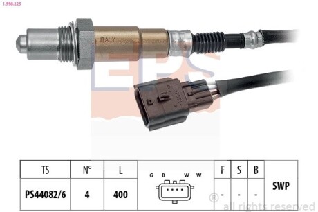 1998225 Лямбда-зонд (4-х конт.) Dacia Logan 1.0 16-/Nissan Micra 1.0/1.2 11-/Qashqai 2.0 14-/X-Trail 2.0 14-/Renault Clio 1.0 19- EPS підбір по vin на Brocar