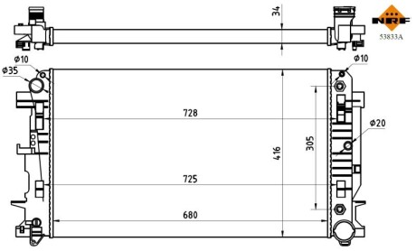 53833A Радиатор охлаждения MB Sprinter 06- (+/-AC, АКПП) (OM646/OM651/OM642) NRF подбор по vin на Brocar