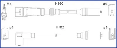 134716 Комплект высоковольтных проводов Audi 80 1.4/2.0 -78 HITACHI підбір по vin на Brocar