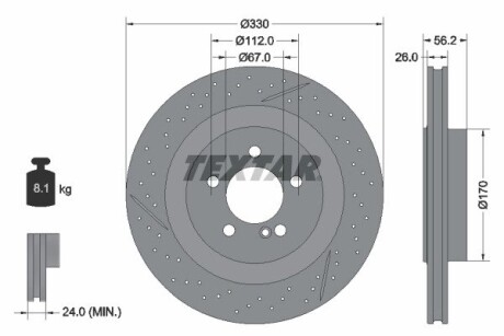 92151605 TARCZA HAM. DB T. C209/A209 5,5-6,2 AMG 02-11 TEXTAR підбір по vin на Brocar