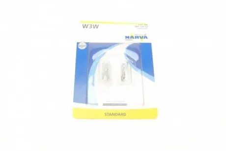 170974000 Автолампа W3W 12V 3W W2.1x9.5d (габарит, щиток приладів) (без цоколя) (блістер/к-кт 2шт) NARVA підбір по vin на Brocar