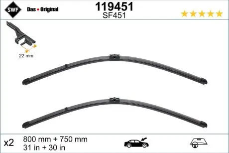 119451 Щетка стеклоочистителя SWF підбір по vin на Brocar