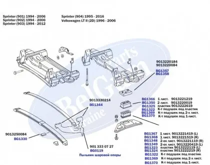 BG1325 Подушка ресори (передня/верхня) MB Sprinter 96- (пластик) BELGUM підбір по vin на Brocar