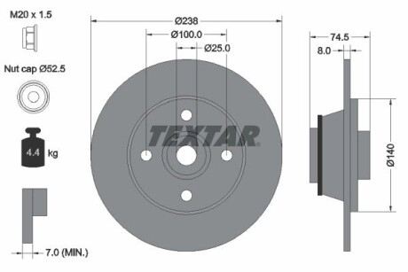 92154103 Гальмівний диск TEXTAR підбір по vin на Brocar