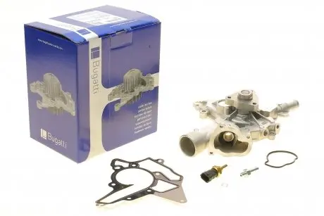 PA10318 Помпа води Opel Astra G/H/Corsa C/D 1.2 16V/1.4 00-14/Combo 1.4 16V 05- (B/B) (8лоп) (с датчиком t) BUGATTI підбір по vin на Brocar