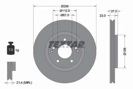 92324903 TARCZA HAM. SSANGYONG P. KORANDO/TIVOLI/XLV 1,5-1,6 XDI 4WD 15- TEXTAR підбір по vin на Brocar