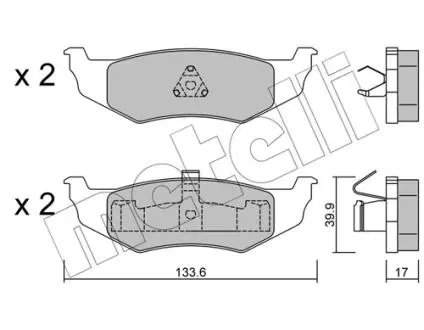 2205220 Колодки гальмівні (задні) Chrysler 300M/Neon/Sebring 98-07 METELLI підбір по vin на Brocar