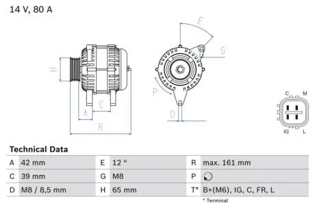 0986080570 Генератор BOSCH підбір по vin на Brocar