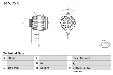 0986082830 Генератор BOSCH підбір по vin на Brocar