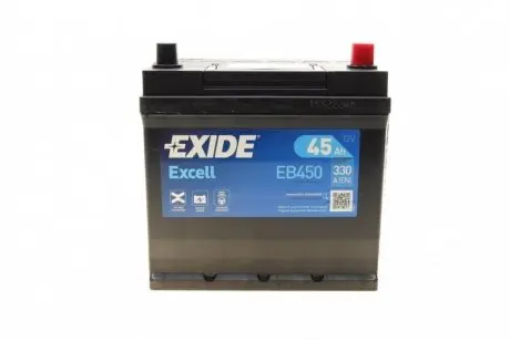 EB450 Аккумуляторная батарея 45Ah/330A (220x135x225/+R/B1) Excell EXIDE підбір по vin на Brocar